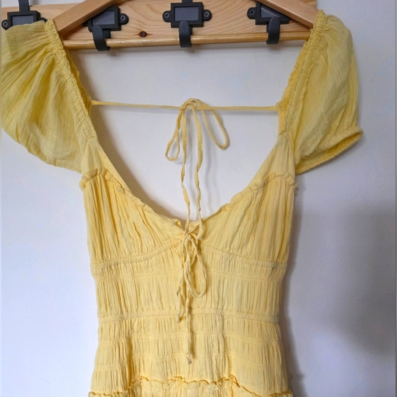 Free People Feeling Bonita Cotton Midi Dress Yellow Size XS NWT - Picture 2 of 11